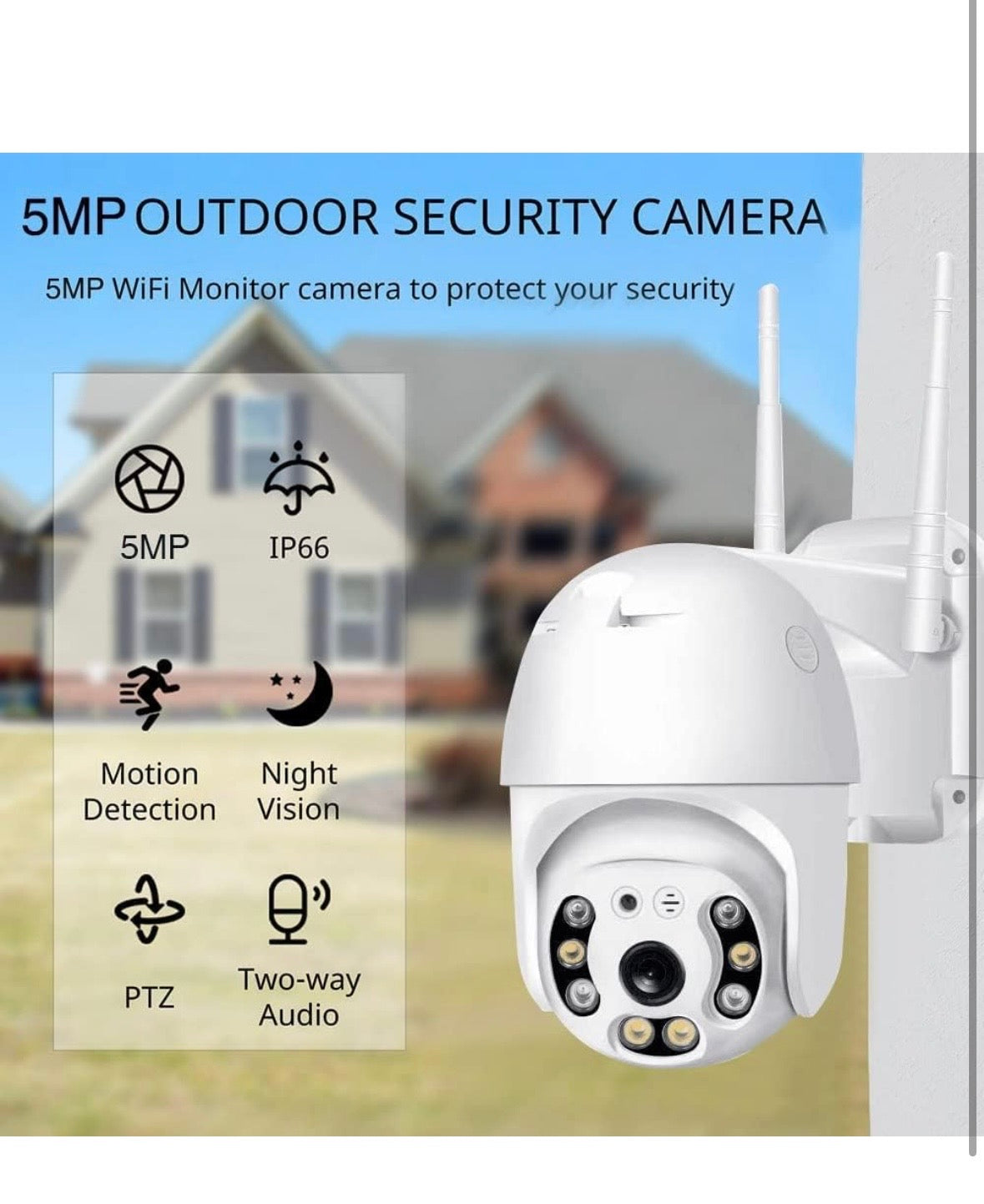 5MP WiFi Outdoor PTZ Security Camera | 360° View | Full HD | Color Night Vision