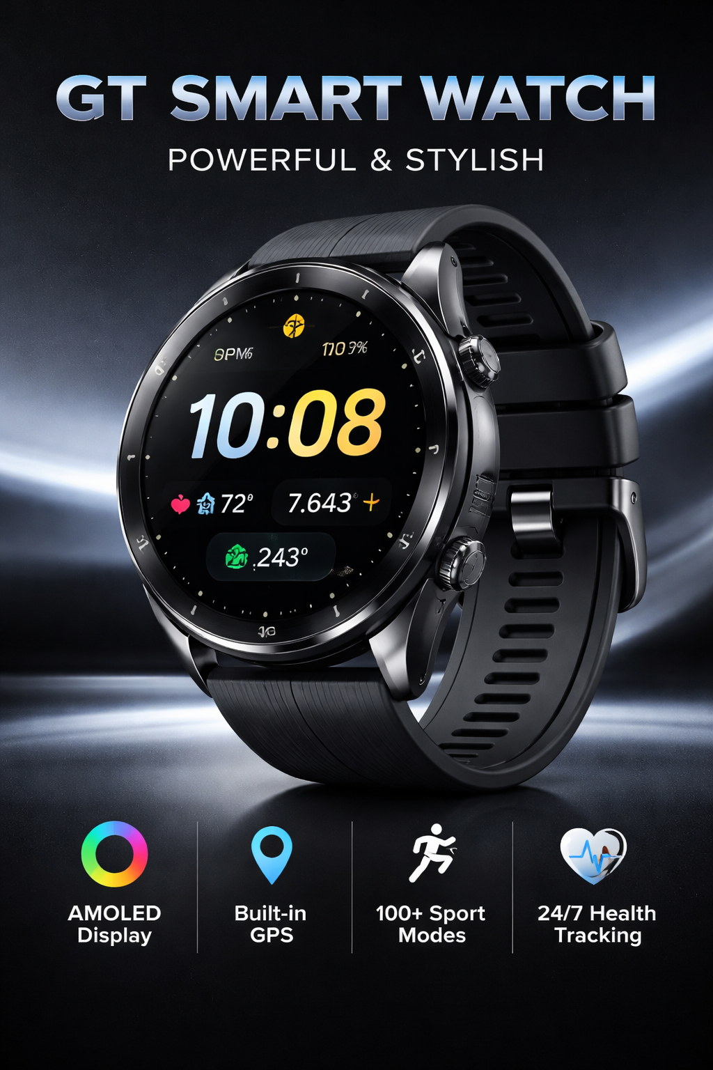 Gt Smart Watch & Apple First Copy Earphone Combo
