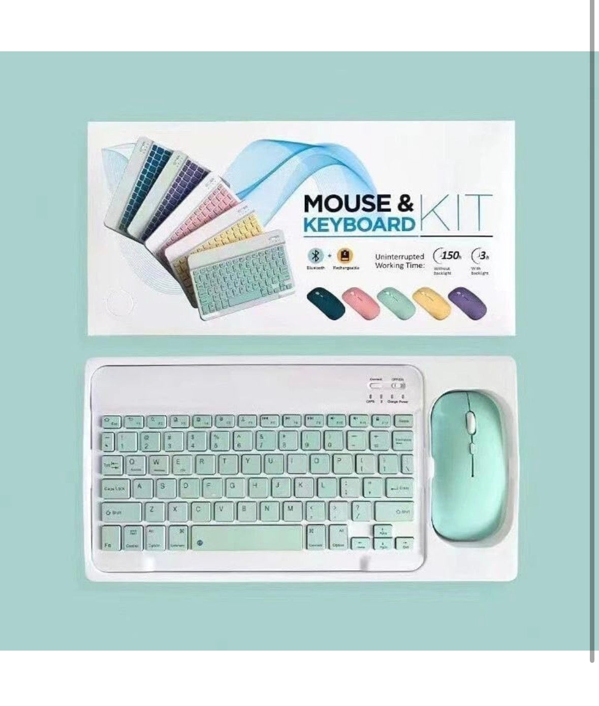 Ultra-Slim Bluetooth Keyboard and Mouse Set, Multicolor Portable Mini Wireless Rechargeable Compatible with Apple iPad iPhone Samsung Tablet Android iOS Windows