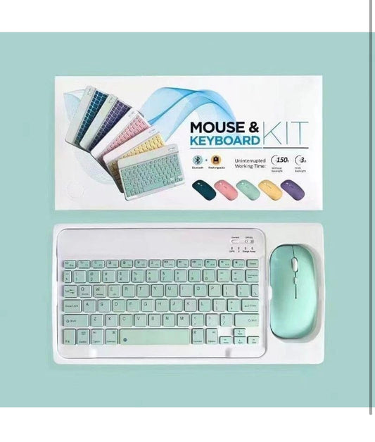 Ultra-Slim Bluetooth Keyboard and Mouse Set, Multicolor Portable Mini Wireless Rechargeable Compatible with Apple iPad iPhone Samsung Tablet Android iOS Windows