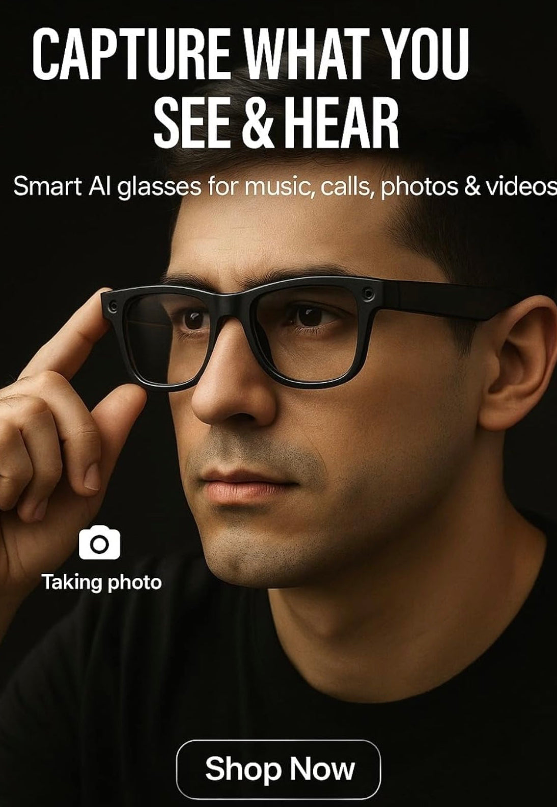 AI Smart Glasses with 8MP HD Camera for Hands-Free Photo and Video AI Voice Assistant Object Recognition | Bluetooth 5.3 Dual Mic Noise Reduction Smart Wearable for Daily Use