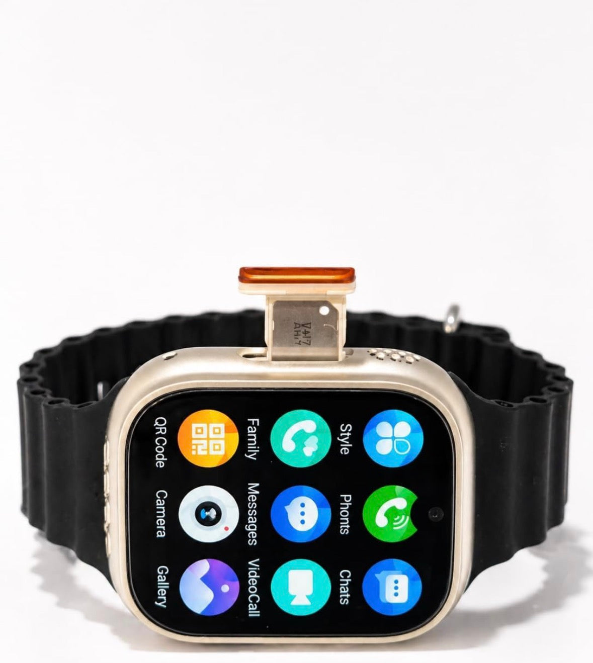 5G SIM Android Smart Watch Ultra S9 Dual Camera, 1.99 inch HD Display, Video Call, Front and Back Camera, Volte Calling, Games and Apps (4G 5G SIM Supported) Extra Band (Orange and Black)