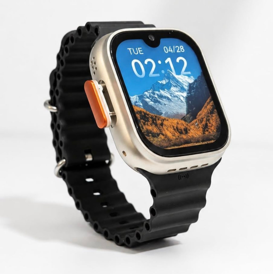 5G SIM Android Smart Watch Ultra S9 Dual Camera, 1.99 inch HD Display, Video Call, Front and Back Camera, Volte Calling, Games and Apps (4G 5G SIM Supported) Extra Band (Orange and Black)