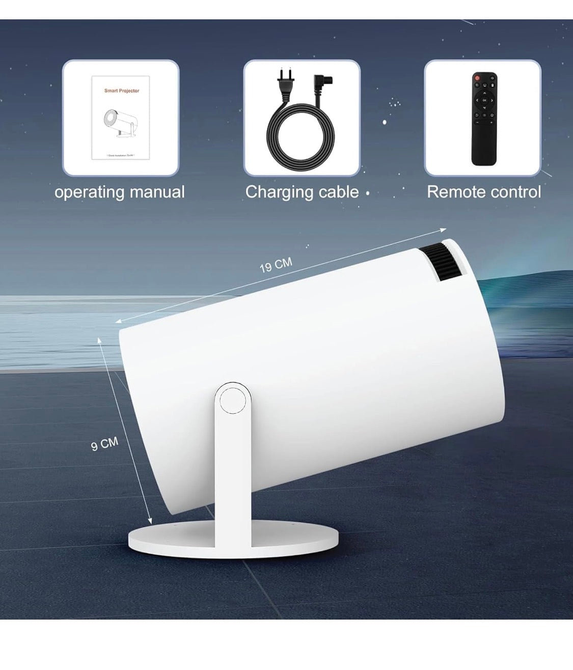 Portable Smart Mini Projector, 4K 1080P Full HD Projector Supports Netflix, Prime and YouTube Etc. WiFi 5G, BT-5.0, Cinema Projector 180° Android 11, Compatible with TV Stick/Windows/iOS/Android