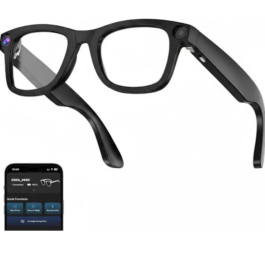 AI Smart Glasses with 8MP HD Camera for Hands-Free Photo and Video AI Voice Assistant Object Recognition | Bluetooth 5.3 Dual Mic Noise Reduction Smart Wearable for Daily Use
