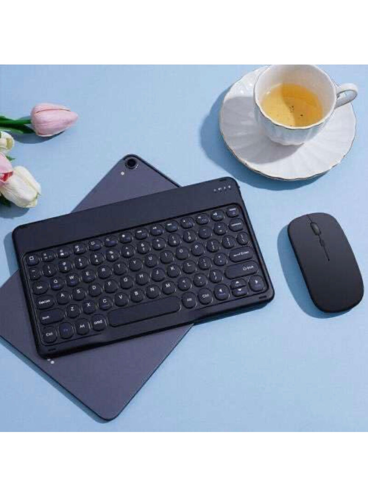 Ultra-Slim Bluetooth Keyboard and Mouse Set, Multicolor Portable Mini Wireless Rechargeable Compatible with Apple iPad iPhone Samsung Tablet Android iOS Windows