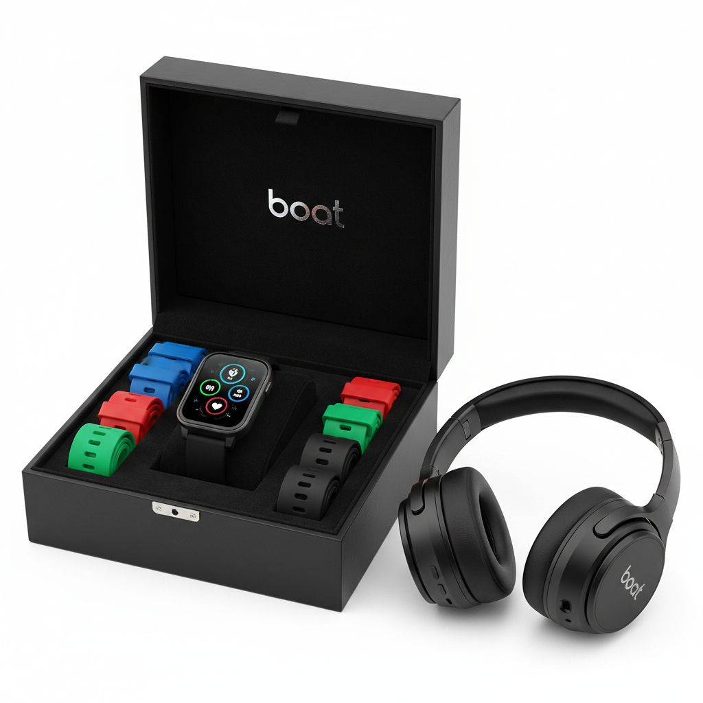Boat Headphone & Smart Watch With Multistrap Combo