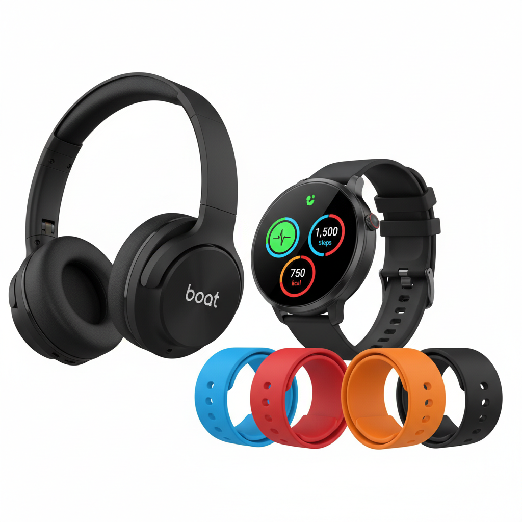 Boat Headphone & Smart Watch With Multistrap Combo