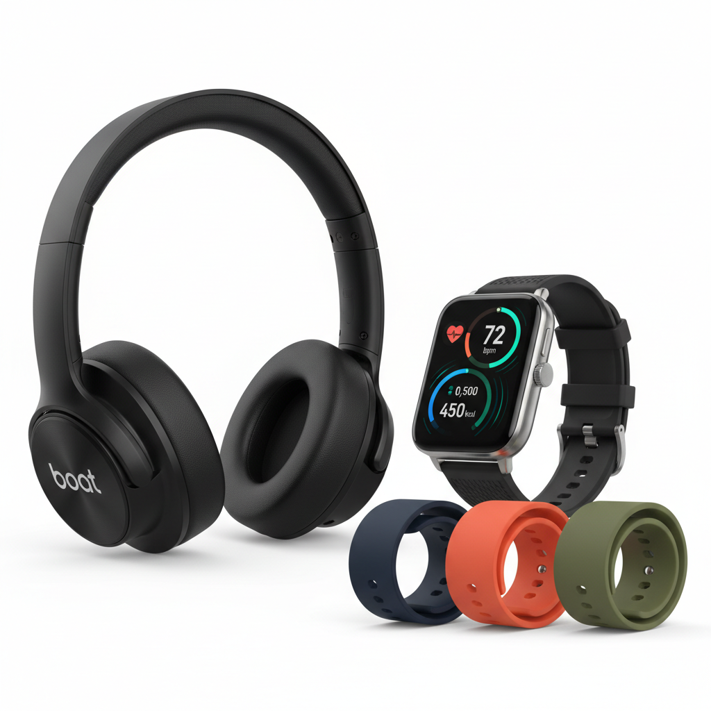 Boat Headphone & Smart Watch With Multistrap Combo