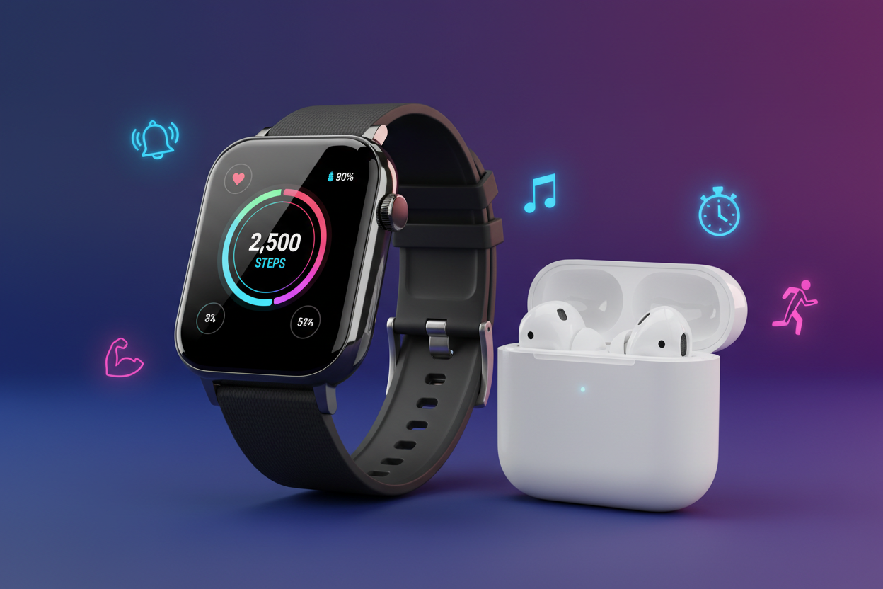 Gt Smart Watch & Apple First Copy Earphone Combo