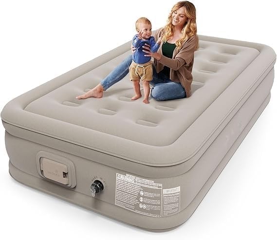 Inflatable Air Mattress with - Waterproof Single & Portable Blow Up Bed Built-in Pump