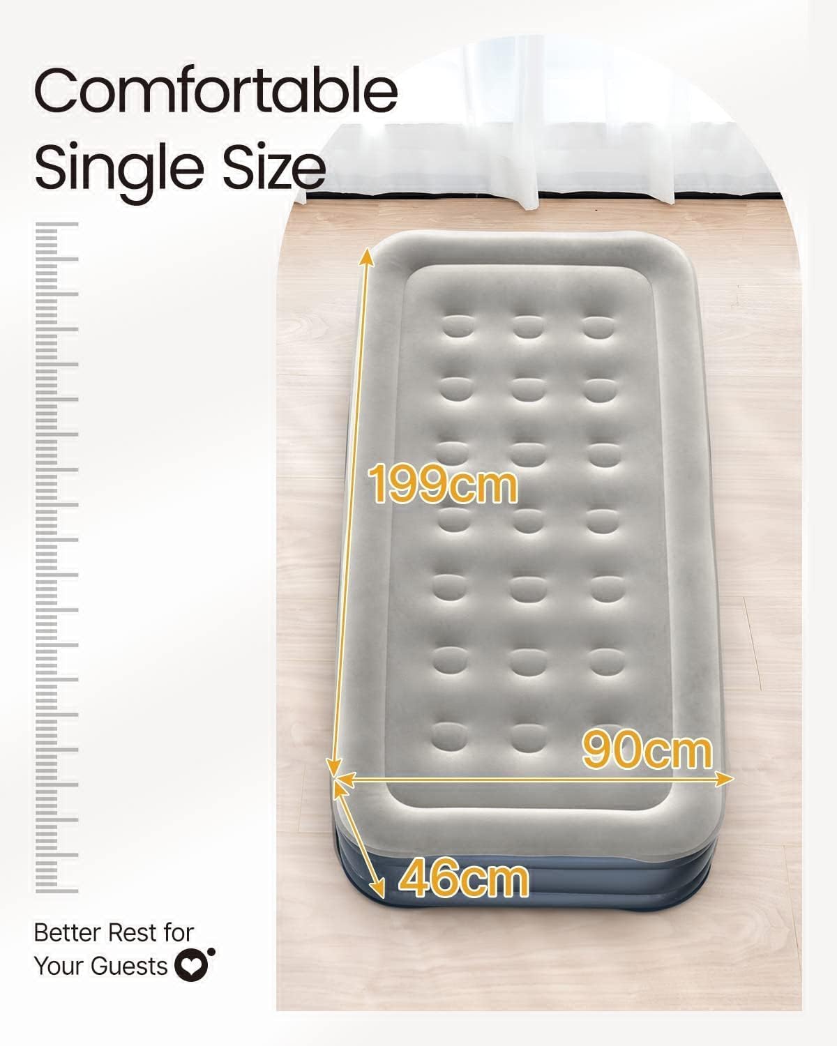 Inflatable Air Mattress with - Waterproof Single & Portable Blow Up Bed Built-in Pump