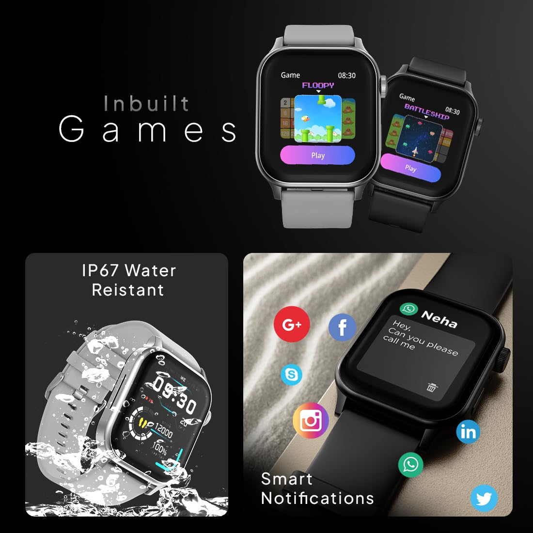 HD Smartwatch with Bluetooth Calling, AI Voice Assistant & 120+ Sports Modes