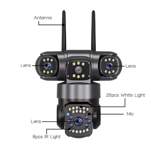 V380 Pro Smart 3-Lens Outdoor Camera