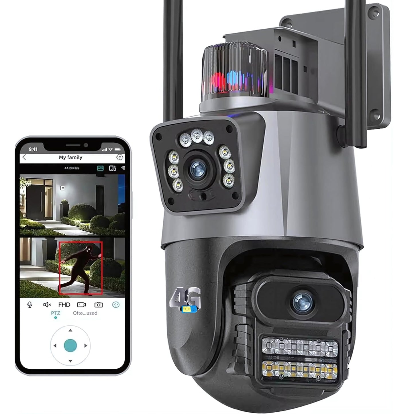 V380 Pro Camera | Dual Lens Smart Security Camera with Siren Alarm