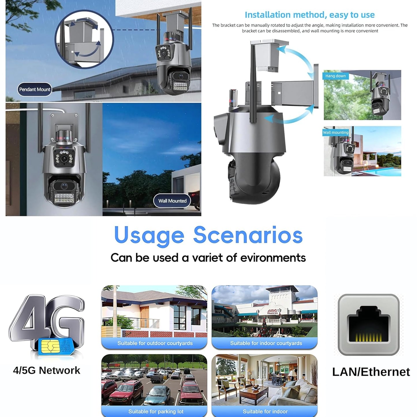 V380 Pro Camera | Dual Lens Smart Security Camera with Siren Alarm