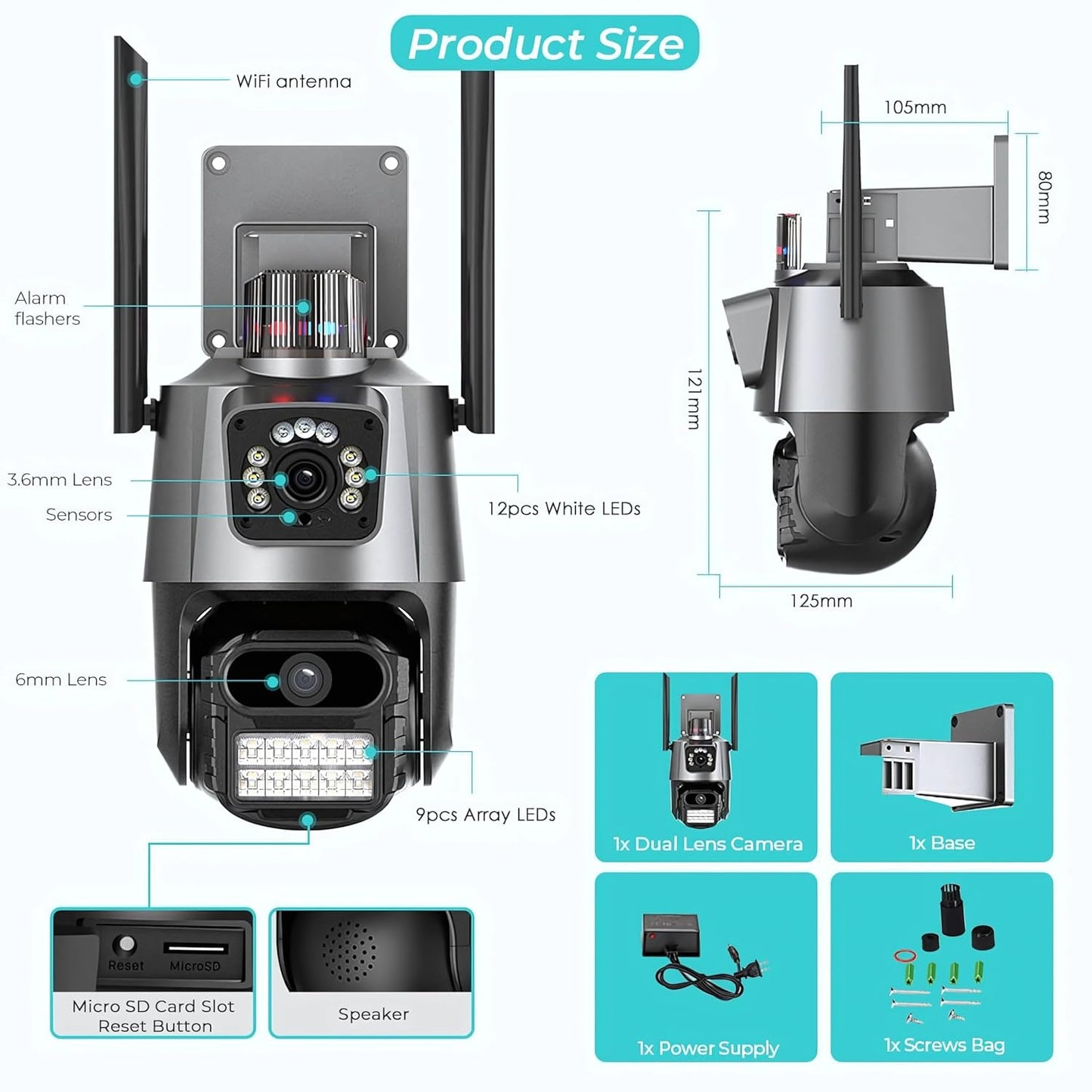 V380 Pro Camera | Dual Lens Smart Security Camera with Siren Alarm