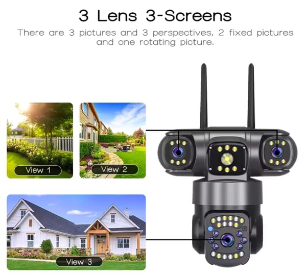 V380 Pro Smart 3-Lens Outdoor Camera